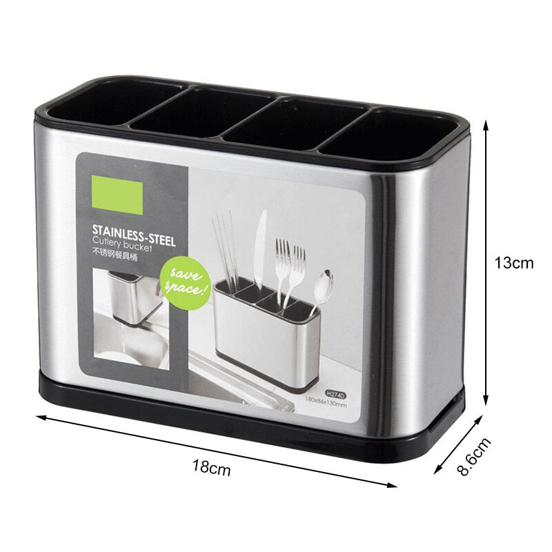 Porta Talher Inox de Pia 4 Compartimentos Brasicanas