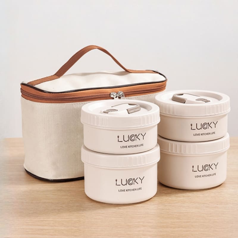 Kit Marmita Térmica Inox Brasicanas com interior de aço inox, anel de vedação e bolsa térmica para transporte seguro.