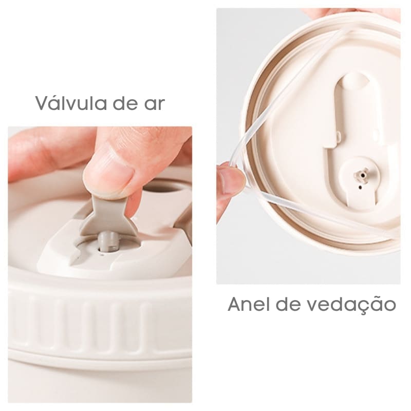 Kit Marmita Térmica Inox Brasicanas com interior de aço inox, anel de vedação e bolsa térmica para transporte seguro.