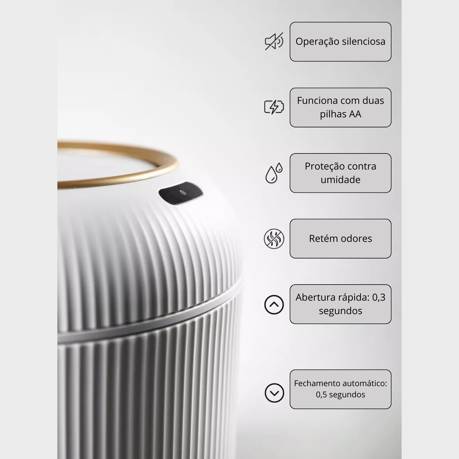 Lixeira Smart Gold Branca Brasicanas