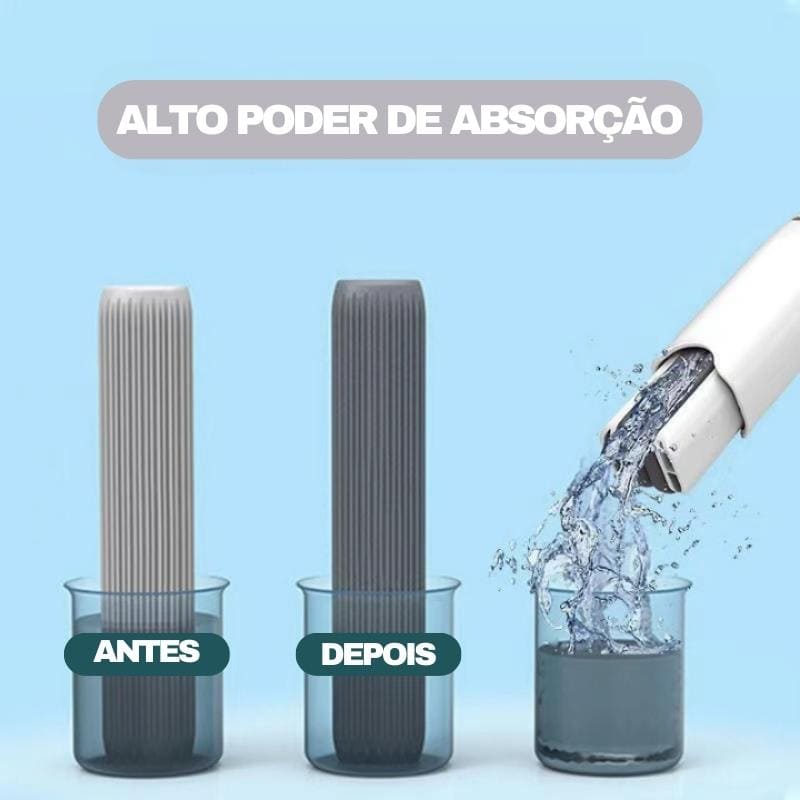 Rodo de Pia Esfregão Mini Mop Brasicanas com esponja de alta absorção e cabeça retrátil, ideal para limpeza eficiente.